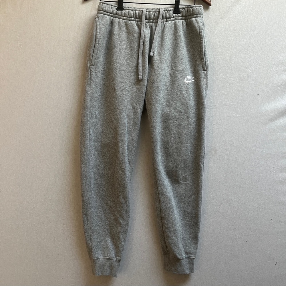 Nike Grey Crewneck Joggers White Embroidered Swoosh Sweatpants S